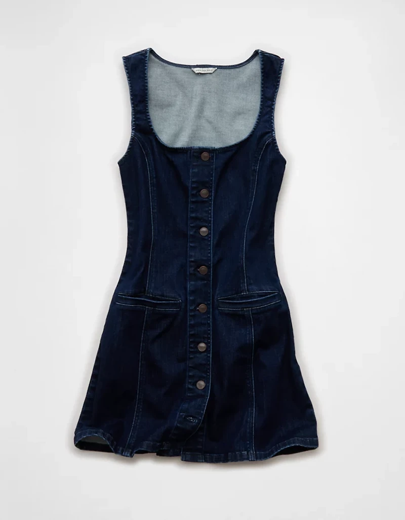 Minirobe à encolure carrée en denim AE