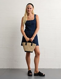 Minirobe à encolure carrée en denim AE