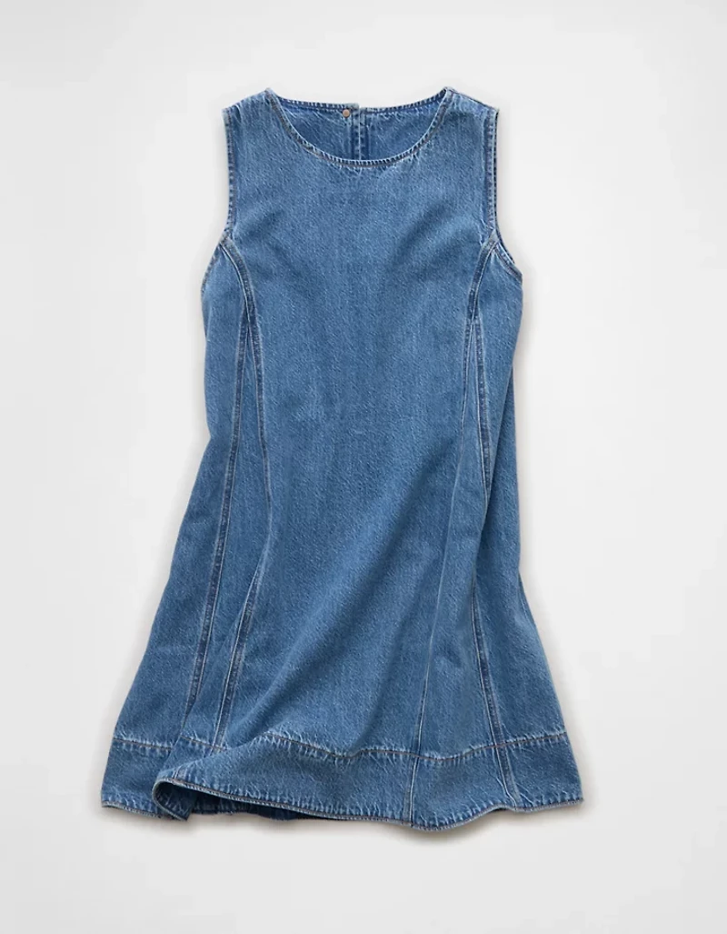 Robe tube en denim à col montant AE