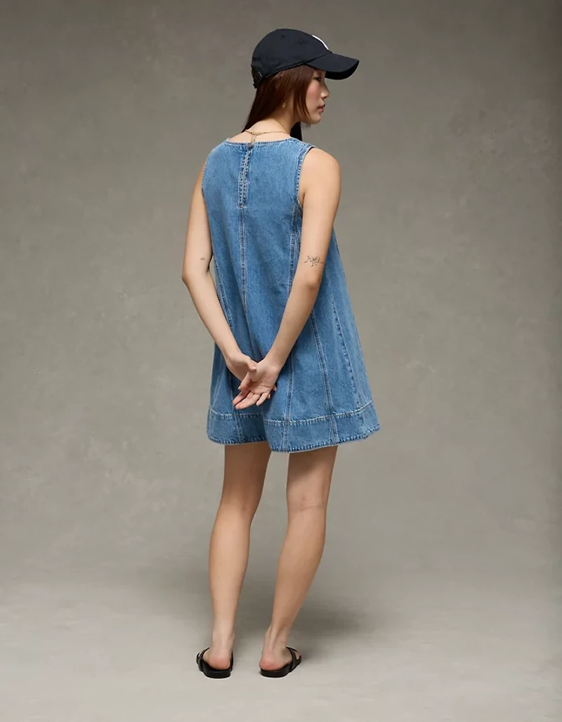 Robe tube en denim à col montant AE
