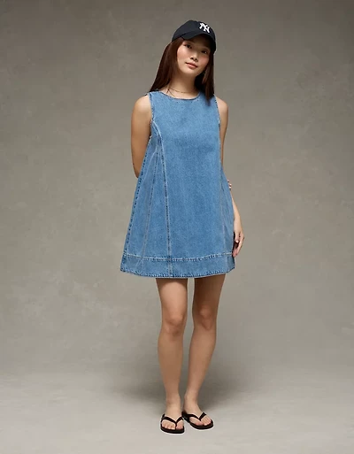 Robe tube en denim à col montant AE