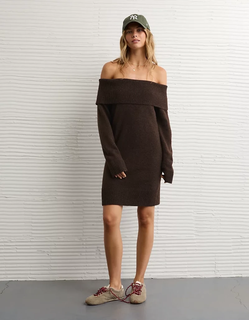 AE Off-the-Shoulder Sweater Mini Dress