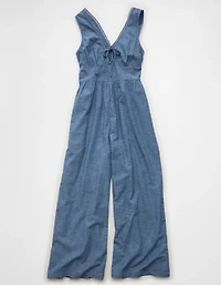 AE Tie-Front Lace Trim Jumpsuit