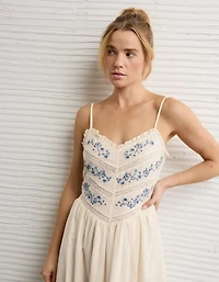 Peignoir mi-long à incrustations en dentelle Bella AE
