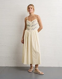 Peignoir mi-long à incrustations en dentelle Bella AE