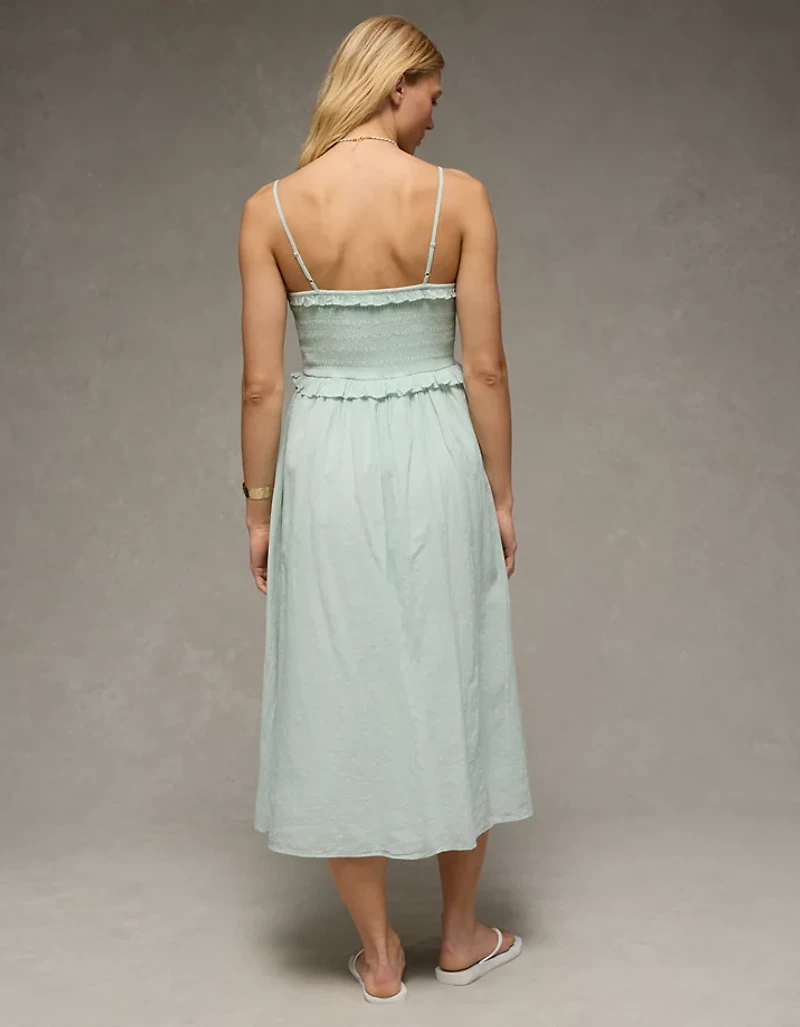 AE V-Neck Smocked Midi Dress