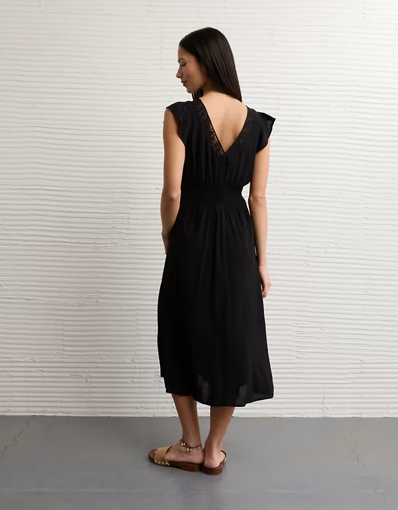 AE Short Sleeve V-Neck Midi Dress