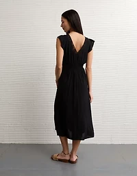 AE Short Sleeve V-Neck Midi Dress