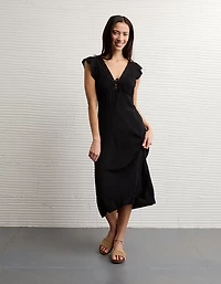 AE Short Sleeve V-Neck Midi Dress