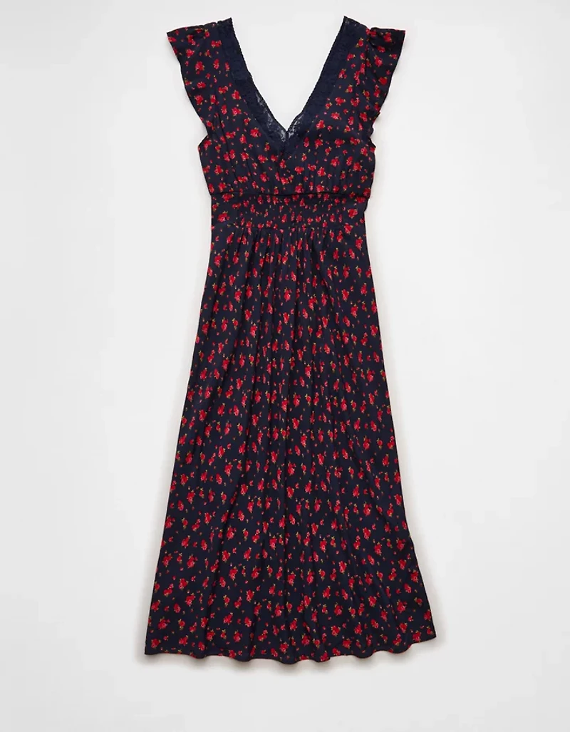 AE Short Sleeve V-Neck Midi Dress