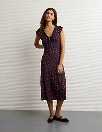 AE Short Sleeve V-Neck Midi Dress