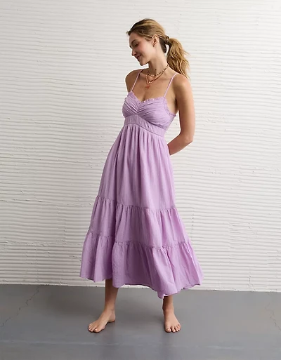 Robe mi-longue style nuisette à encolure en V AE