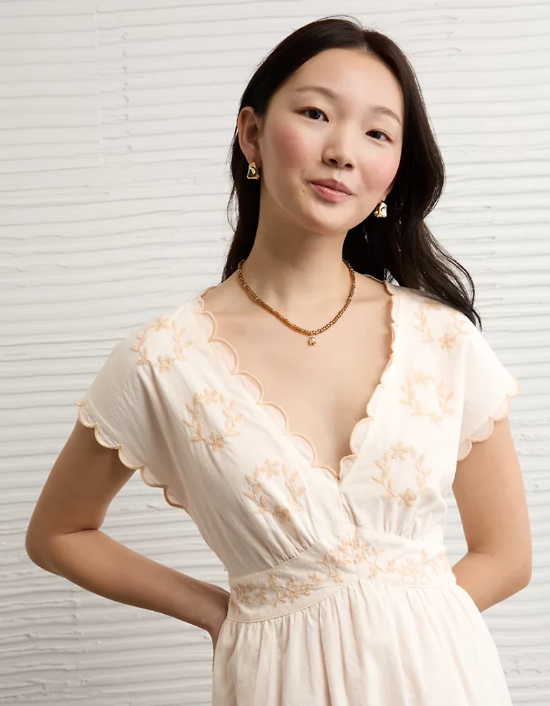 AE Scalloped Embroidered Mini Dress