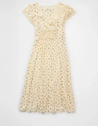 AE Lace Trim Tie-Front Midi Dress