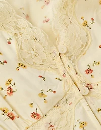 Robe mi-longue nouée à l’avant bordure en dentelle AE