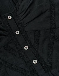 AE Button-Up Lace Trim Jumpsuit