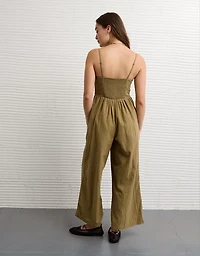 Combinaison-pantalon boutonnée avec bordure en dentelle AE
