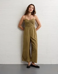 Combinaison-pantalon boutonnée avec bordure en dentelle AE