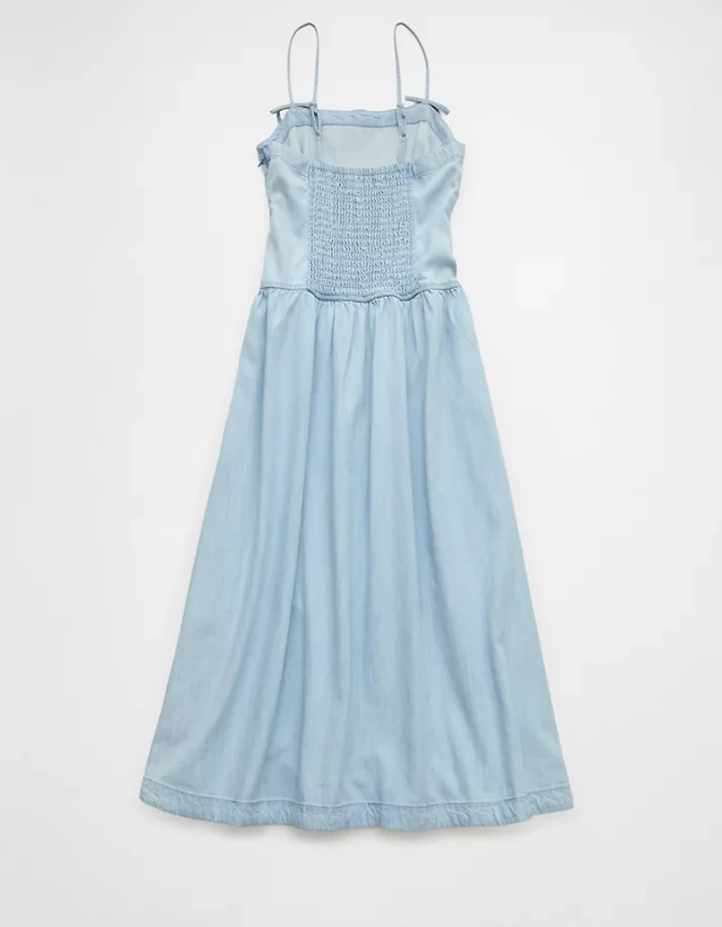 AE Denim Bow Strap Midi Dress