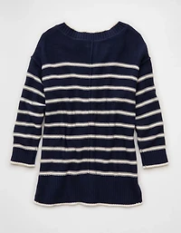 AE Striped Boat Neck Mini Sweater Dress