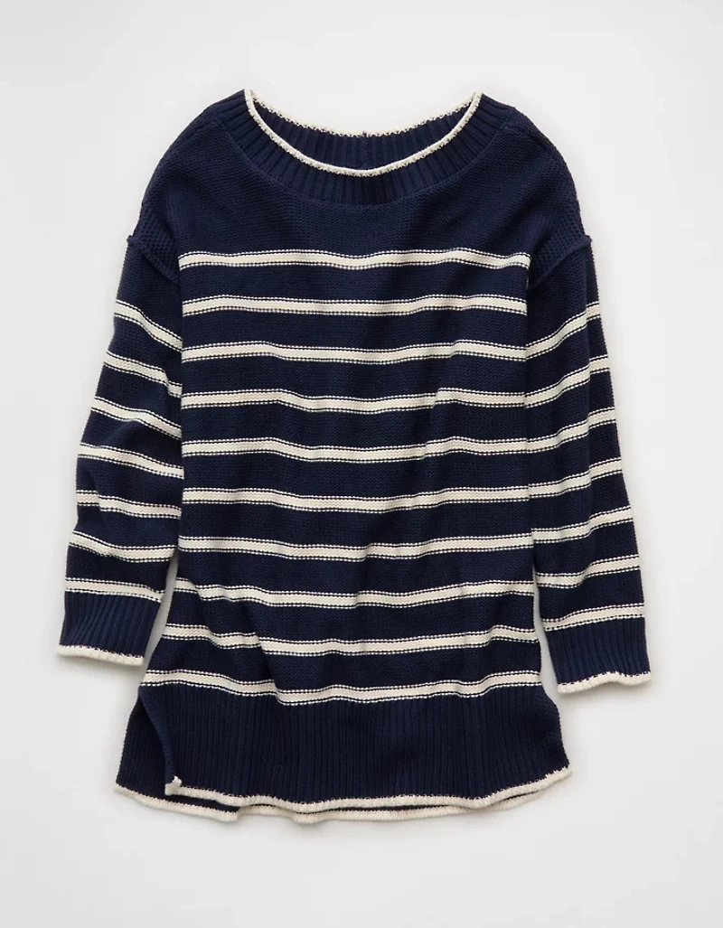 AE Striped Boat Neck Mini Sweater Dress