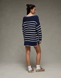 AE Striped Boat Neck Mini Sweater Dress