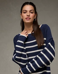 AE Striped Boat Neck Mini Sweater Dress
