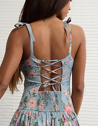 Robe mi-longue à bretelles nouées décolleté en cœur AE