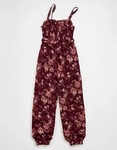 AE Printed Tie-Waist Harem Jumpsuit