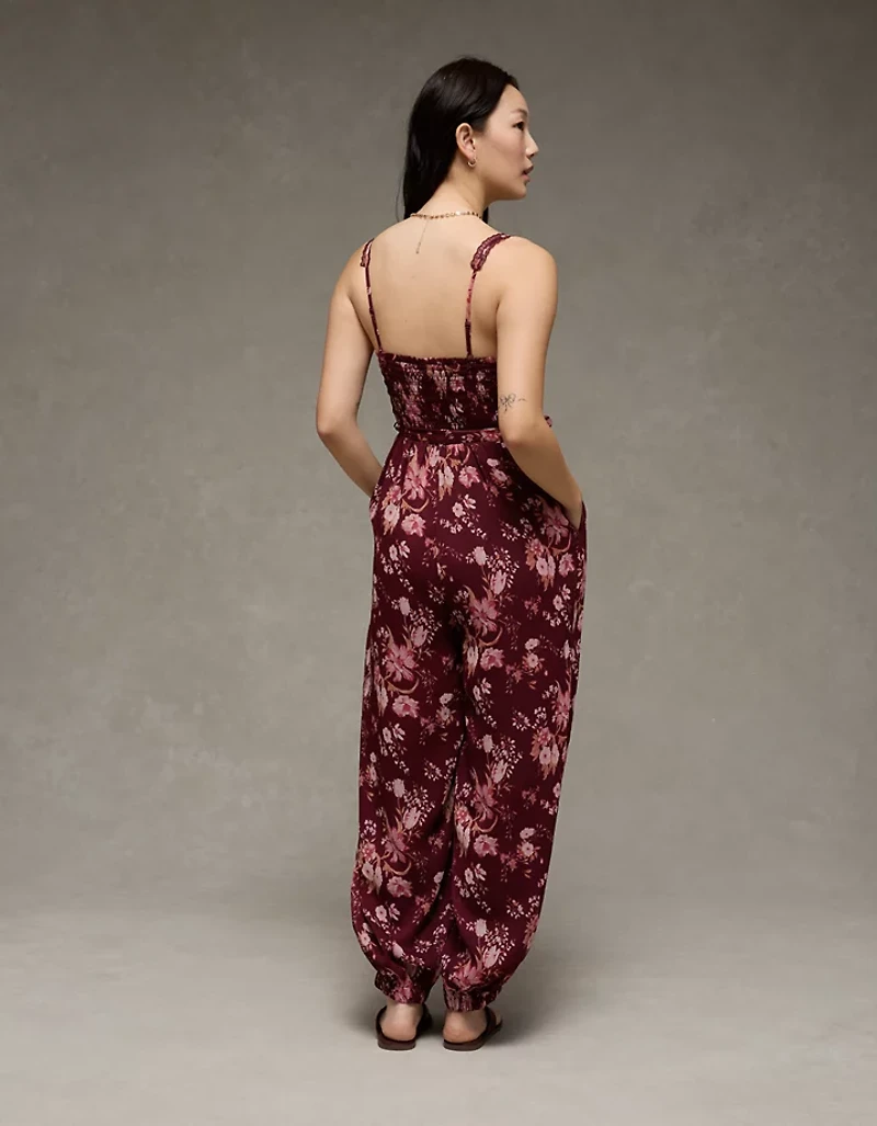 AE Printed Tie-Waist Harem Jumpsuit