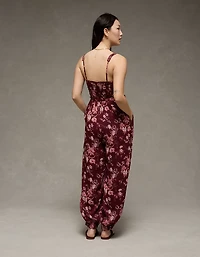 AE Printed Tie-Waist Harem Jumpsuit
