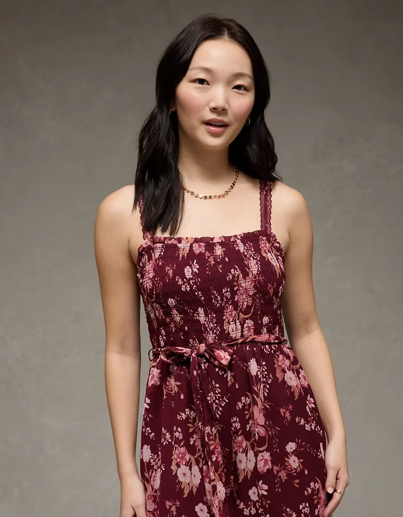 Combinaison-pantalon style harem imprimée à taille nouée AE