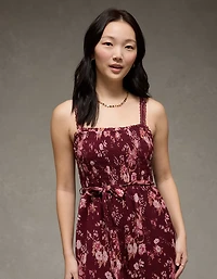 Combinaison-pantalon style harem imprimée à taille nouée AE