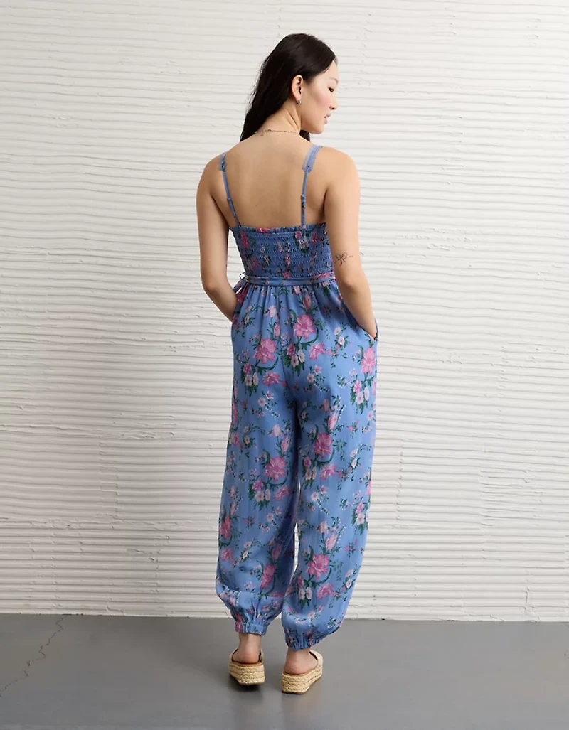 AE Printed Tie-Waist Harem Jumpsuit