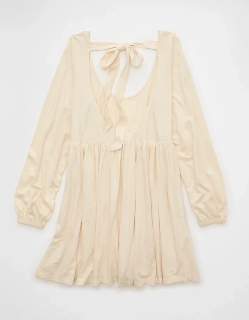 AE Sunchaser Knit Long-Sleeve Scoop Neck Mini Dress