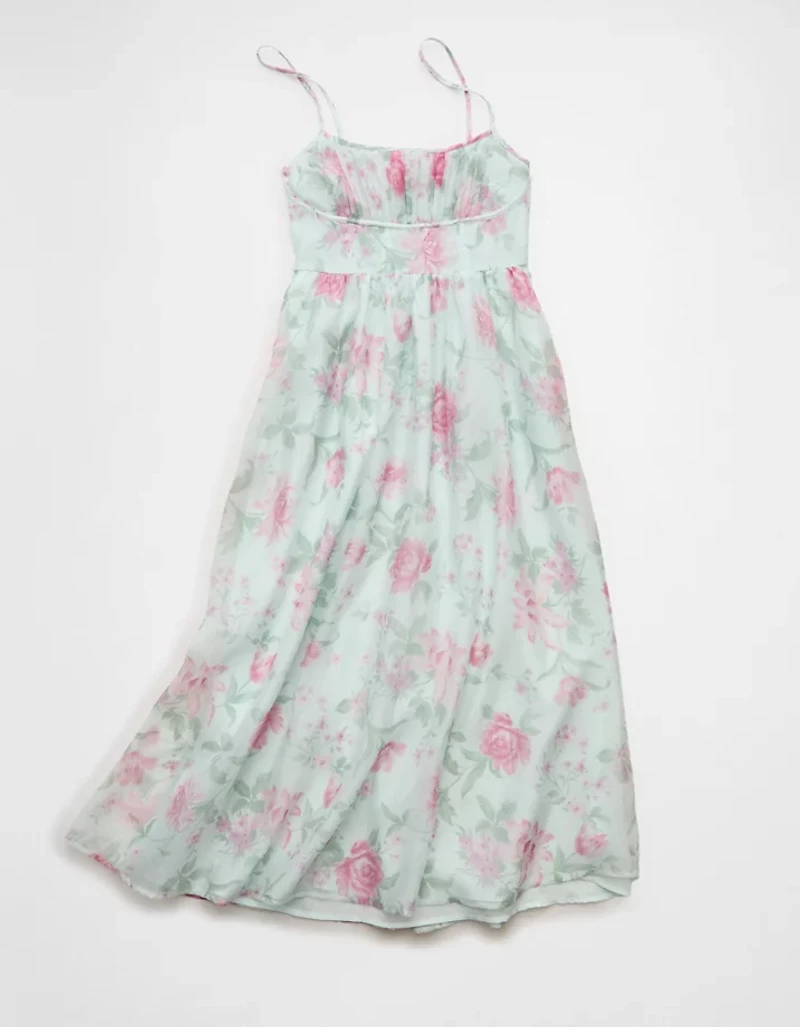 Robe bustier ruché mi-longue froncée AE