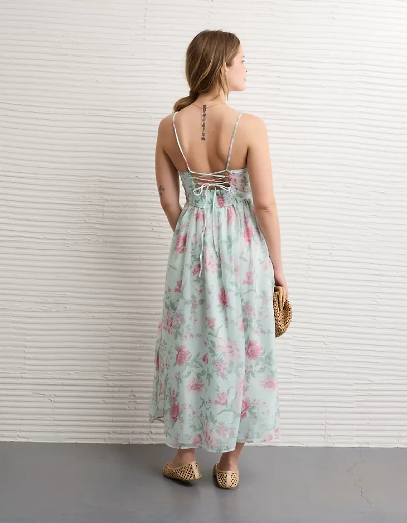 Robe bustier ruché mi-longue froncée AE