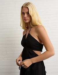 AE Ruched & Ruffled Halter Maxi Dress