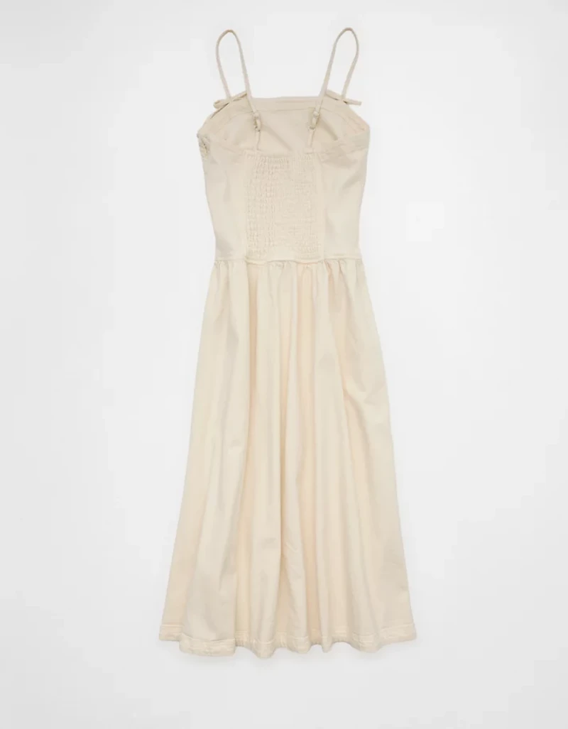 Robe mi-longue à bretelles et boucle en denim AE