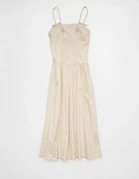 Robe mi-longue à bretelles et boucle en denim AE