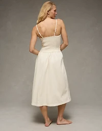 Robe mi-longue à bretelles et boucle en denim AE