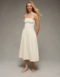 Robe mi-longue à bretelles et boucle en denim AE