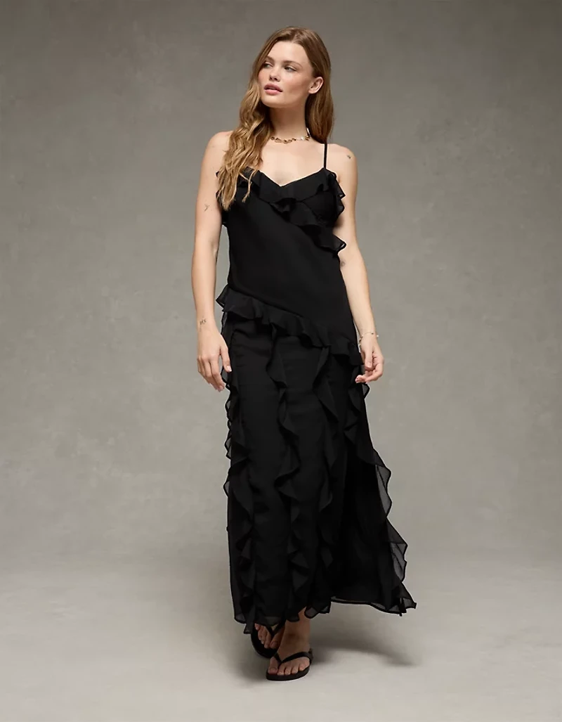 AE Asymmetrical Ruffle Maxi Dress