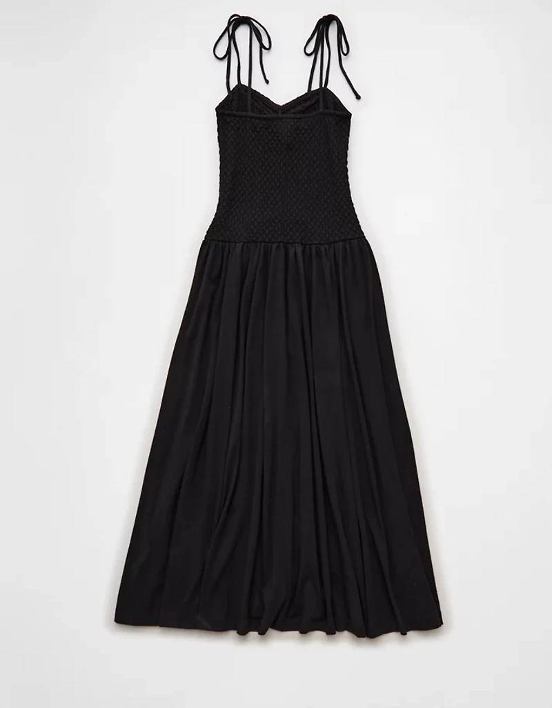 AE Sweetheart-Neck Tie-Strap Midi Dress