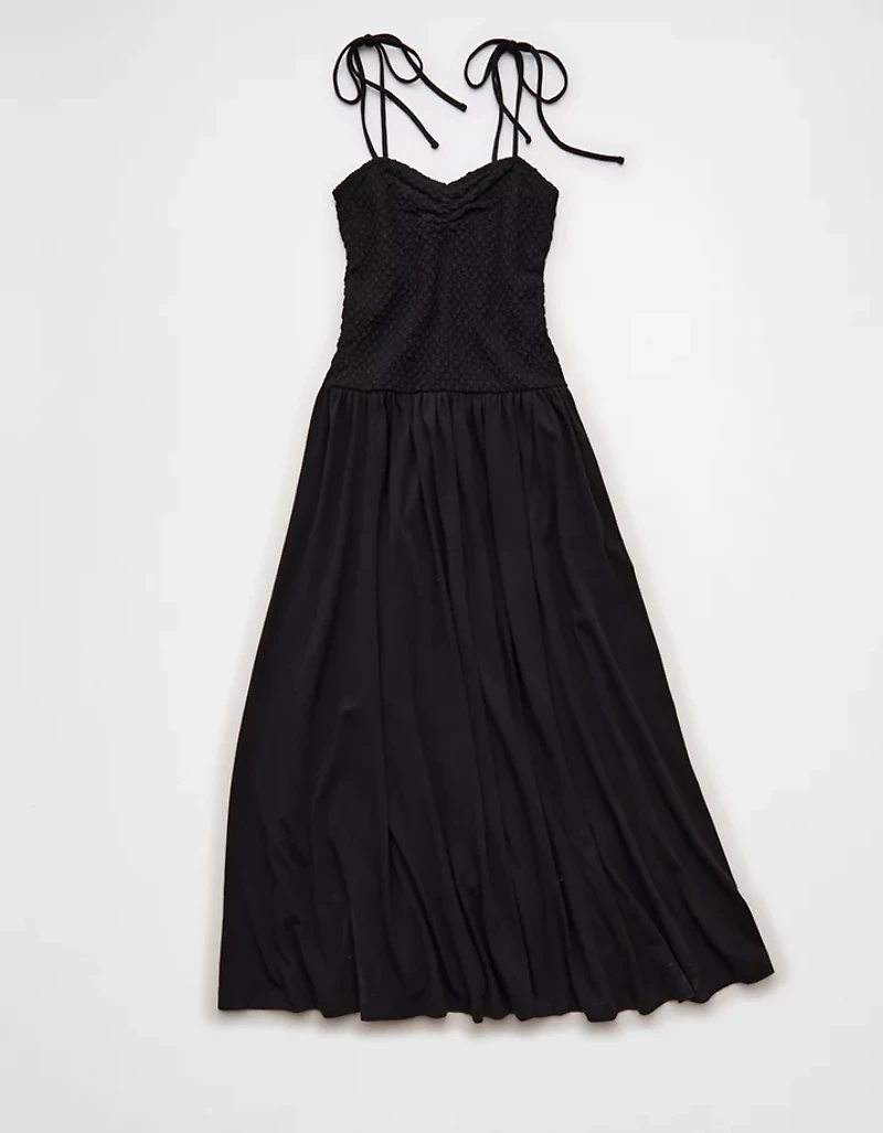 AE Sweetheart-Neck Tie-Strap Midi Dress