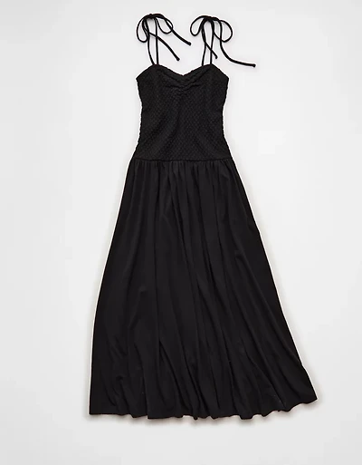 AE Sweetheart-Neck Tie-Strap Midi Dress