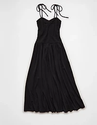 AE Sweetheart-Neck Tie-Strap Midi Dress