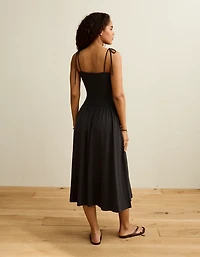 AE Sweetheart-Neck Tie-Strap Midi Dress