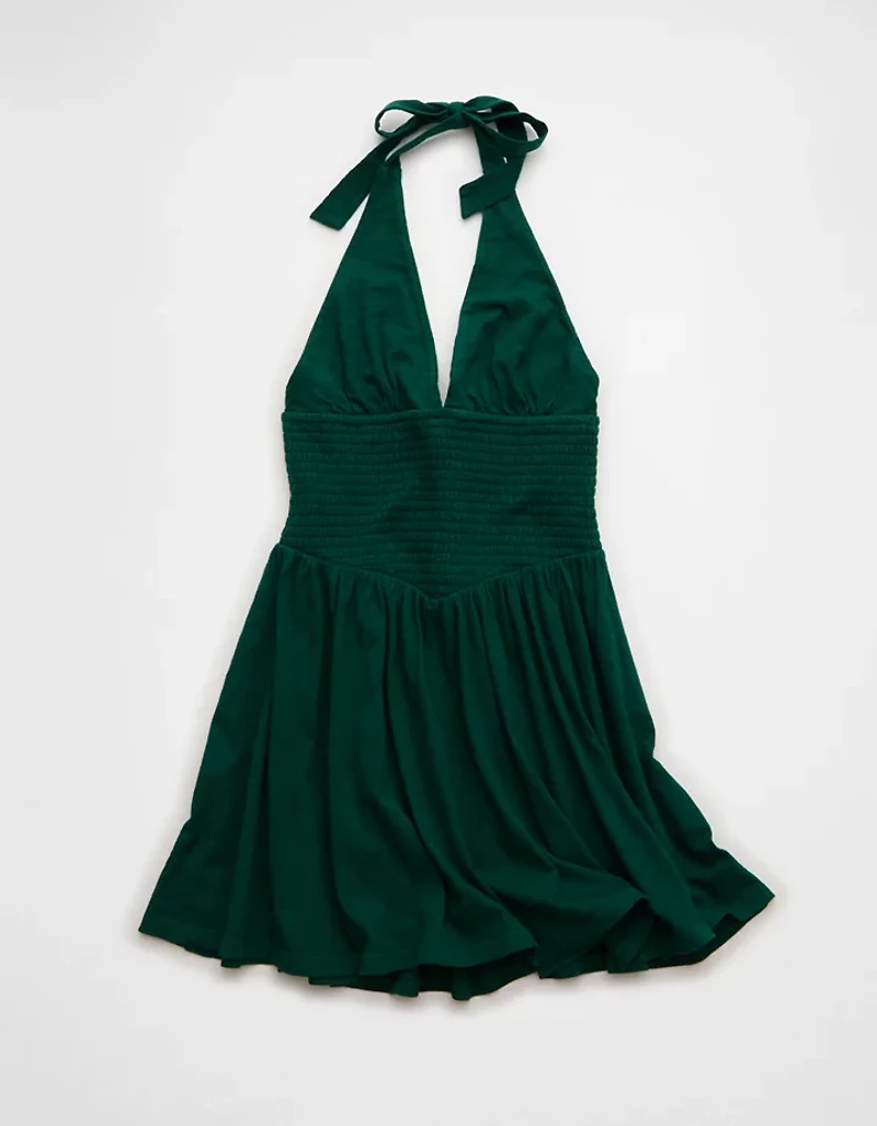 AE Sunchaser Smocked Halter Mini Dress