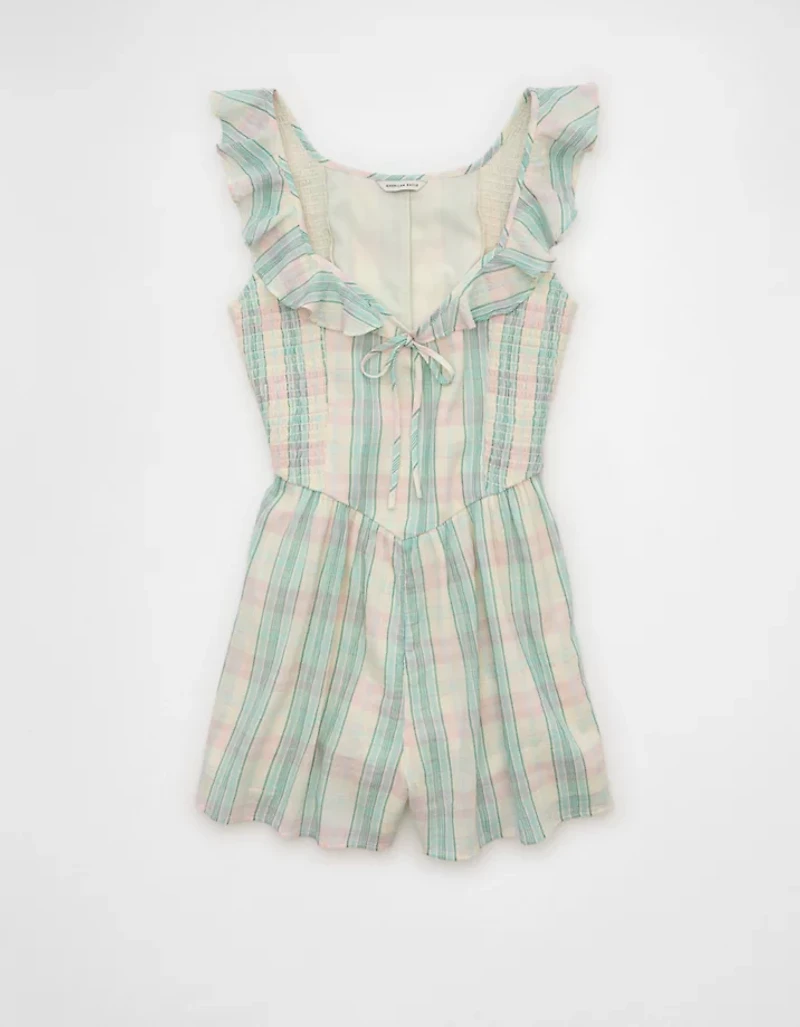 AE Flutter-Sleeve Tie-Front Romper